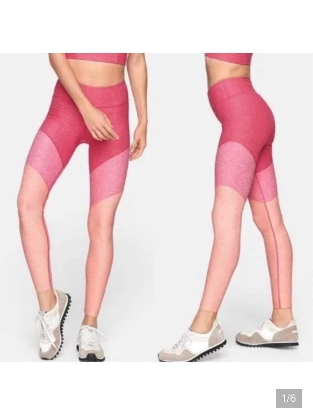 Outdoor Voices Flamingo Pink Peach 7/8 Length Color Block Leggings Size XS
